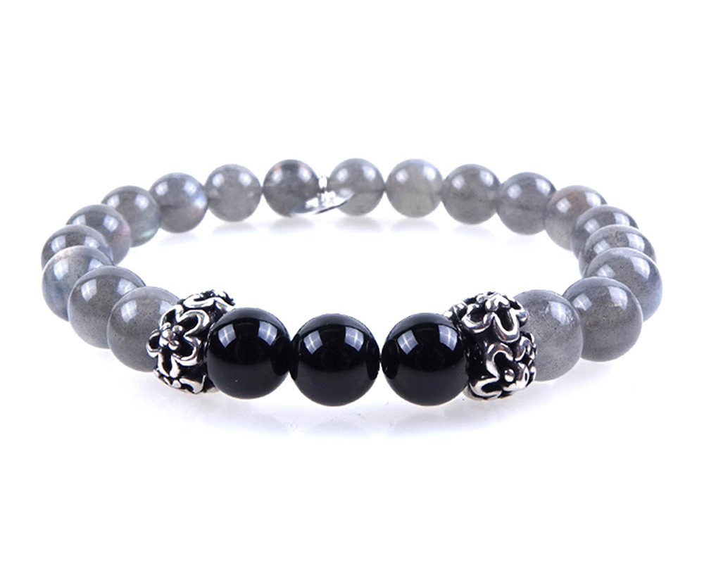 bracciale argento pietra grigio donna