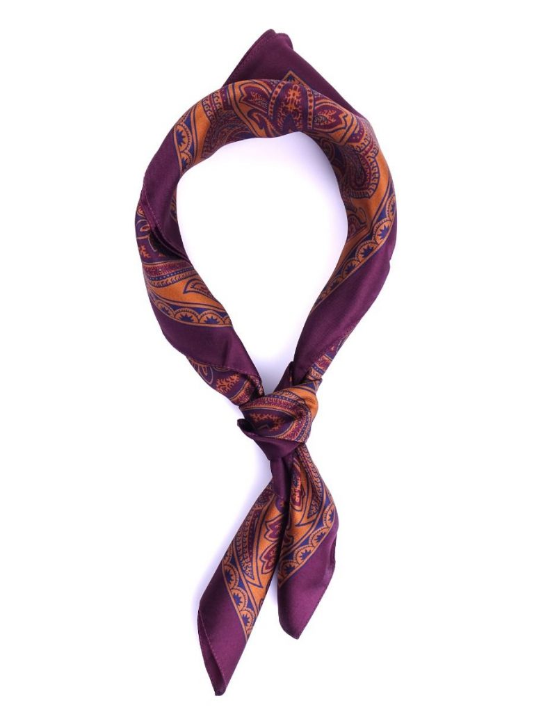 foulard seta uomo viola paisley