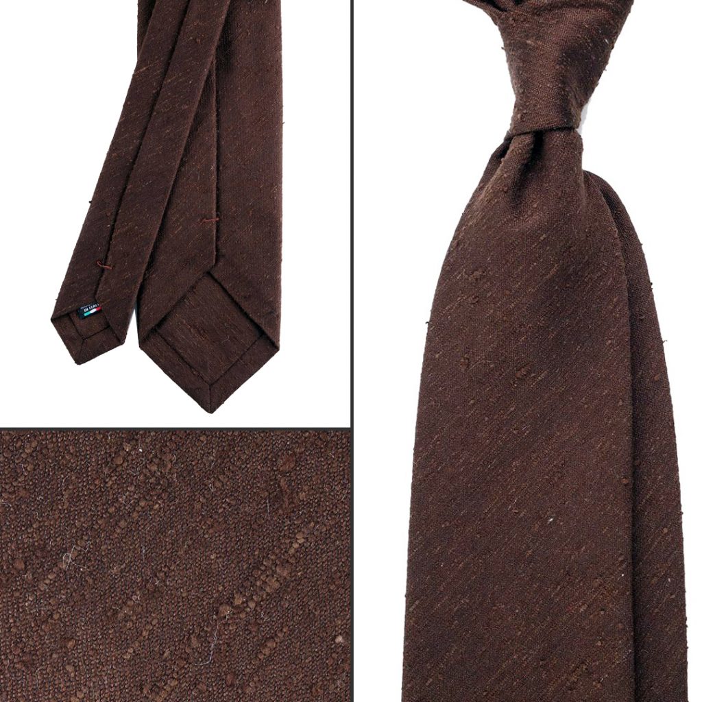 cravatta in seta shantung marrone, DM Ties